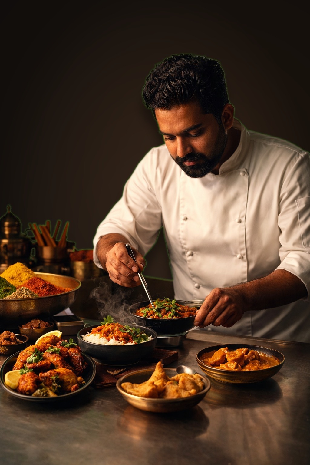 Chef preparing authentic Indian food